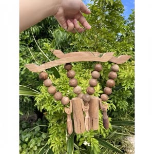 Handcrafted Teak Wood Wind Chime – Natural Outdoor Garden Decor, Boho Rustic Wind Bell, Unique Handmade Gift, Calming Sound Chime