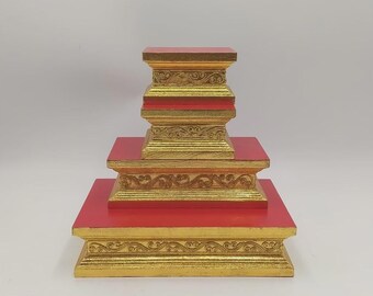 Handmade Wooden Shrine Stand Rustic Spiritual Decor for Altar Meditation Crystal Display Sacred Space Home Decoration
