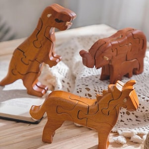 Wooden carved animal, children&#39;s toy, collectibles, home decoration, building block toy, jigsaw puzzle, puzzle toy, 3D Animal Puzzles