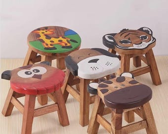Kinderstuhl 25 cm | Holztier Design Kinderstuhl | Hölzern Kleinkind Sitz | Kinderzimmer Möbel | Stuhl mit Tiermotiven für Jungen und Mädchen