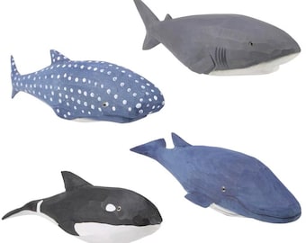 Wooden whale and shark | Wood whale Hand Carved | Christmas and Holiday Gift | Detailed Rustic | Home Decor | Wooden toys | Educational toys