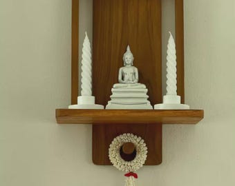 Teakholz Spirit Regal Handgefertigtes Hölzernes Spirit Haus Regal Thai Spirit Regal Rustikales Holz Altar Regal Home Decor Sacred Shelf