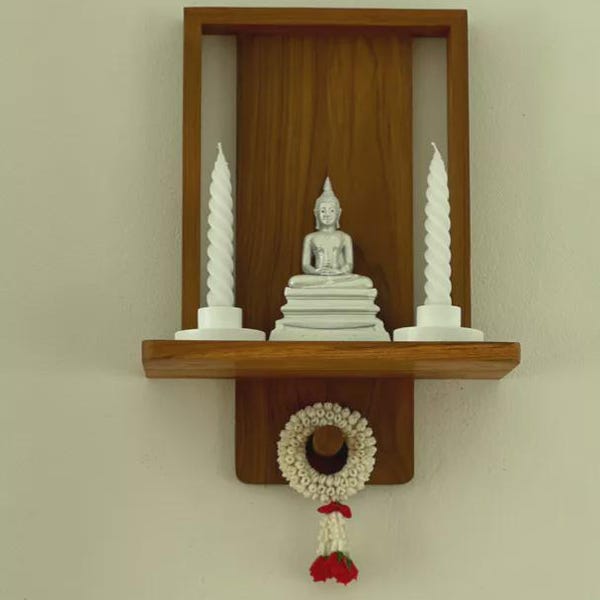 Teak Wood Spirit Shelf Handmade Wooden Spirit House Shelf Thai Spirit Shelf Rustic Wood Altar Shelf Home Decor Sacred Shelf