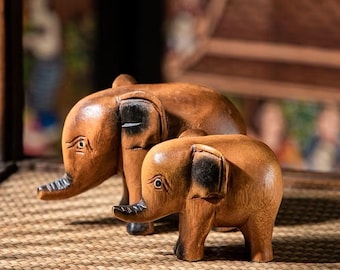 Carved Wooden Elephant, Wooden Elephant figurine, Detailed Rustic, Home Decor, Wooden toys, Wooden toy Elephant, Carved Sculpture Elephant