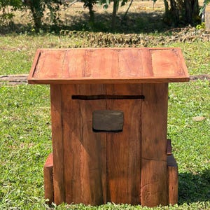 Buzón grande de madera de teca con ranura para periódicos: buzón de madera con cerradura para exteriores, buzón rústico para acera, organizador de correo tailandés hecho a mano.