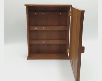 Porta llaves de teca, Armario porta llaves, Armario de pared de teca, Organizador de llaves de madera, Caja de llaves para entrada