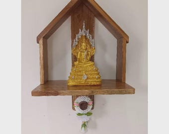 Handmade Teak Wood Buddha Pedestal Stand – Thai Altar Table for Meditation, Spiritual Decor, Home Shrine, Zen Corner, Wooden Base for Statue
