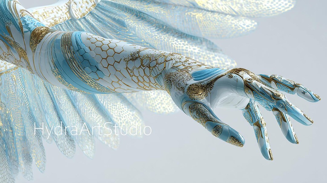 Biomechanical Angelic Hand – Ethereal Sci-fi Visual – Digital Download ...