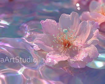 Dreamy Pink Flowers on Water | Video Loop | Pastel Fantasy (MP4 Digital Download)