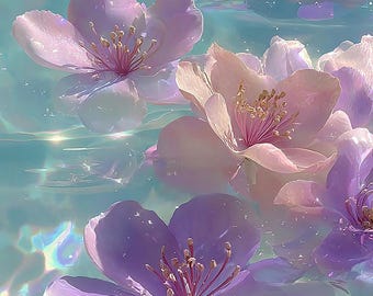 Dreamy Pink Flowers Loop | Water Flow Animation (MP4 Digital Download)