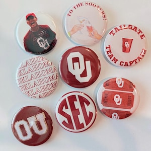OU Oklahoma University 2.25" Buttons | Gameday Pins | College Football | Tailgate Pins | Sooners Gameday Pinback Buttons | Norman