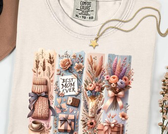 Best Mom Ever Watercolor Brushstroke PNG Mothers Day Coquette Spring Floral Vertical Panel Design Instant Digital Download