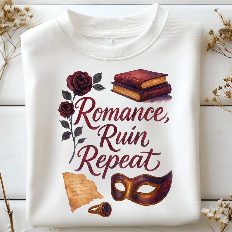 Dark Romance Reader Booktok Quotes Clipart Bundle Fictional Romance Enemies To Lovers Pngs Reading Obsession Watercolor Sublimation image 12