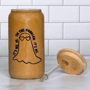 Quirky Iconic Sipper Glass 16oz with Bamboo Lid, Pop Music Inspired, Perfect Gift for Weddings, Parties, or Home Decor, Drinkware