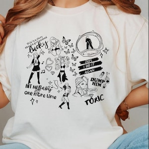 Britney Spears Iconic Moments Line Art, Unique Gift, Pop Culture, Comfort Colors, Music Lover