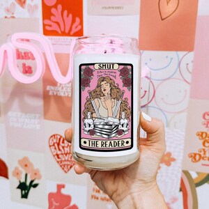 The Smut Reader Tarot Card Scented Candle, 13.75oz- Literary Girl, Romance Reader, Book Nerd, Valentine&#39;s Day, Bachelorette Party Favors