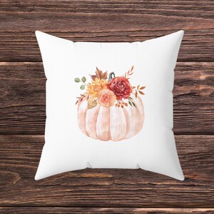 Pumpkin Floral Decorative Pillow - Cozy Fall Home Decor, Autumn Accent Cushion, Thanksgiving Gift, Seasonal Decor
