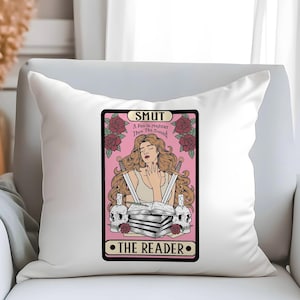 The Smut Reader Tarot Card Square Pillowcase|Dark Academia Decor|Smut Gift|Romance Reader|Smutty Books|Spicy Book Gifts|Light Academia