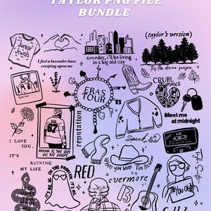 Taylor Iconic Album Doodles 36 PNG Bundle - Valentines, Iconic art, Sticker Clipart, Designs for Cricut, T-Shirts, Tumbler, Laptop Decals
