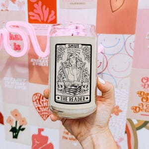The Smut Reader Tarot Card Scented Candle, 13.75oz - Literary Girl, Romance Reader, Book Nerd, Bedroom Decor, Bachelorette Party Favors