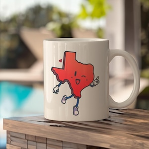 Texas Cheerful Character Ceramic Mug - Perfect Gift for All Occasions, Fun Drinkware, Coffee Lover, Home Decor, Quirky Kitchen