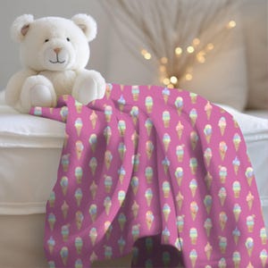Pink Ice Cream Baby Swaddle Blanket, Cozy Newborn Wrap, Infant Sleep Blanket, Cute Baby Shower Gift, Soft Nursery Decor