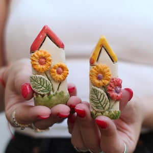 Floral Miniature Ceramic House set Tiny Ceramic Houses for Collectors Italian-Style Miniature Houses gift  Little Cottage for Collectors