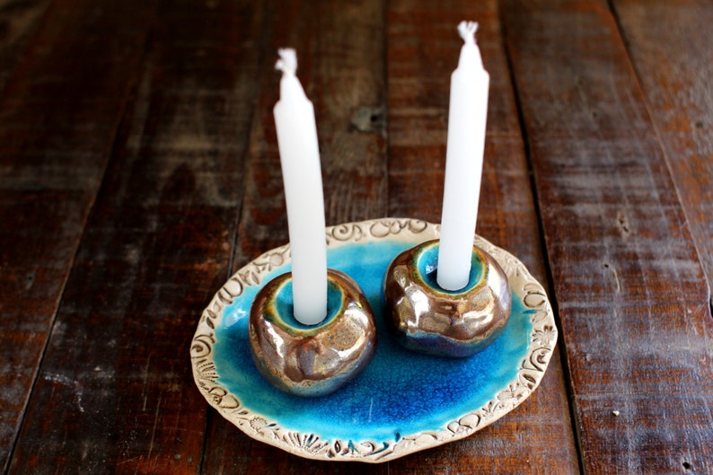 Shabbat candlestick Ceramic Candle holders Holiday decor Etsy
