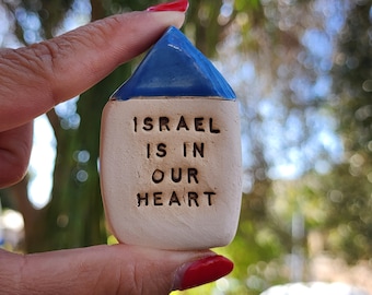 Stand with Israel Israel is in our heart Miniature house Made in Israel Israel art Israel support