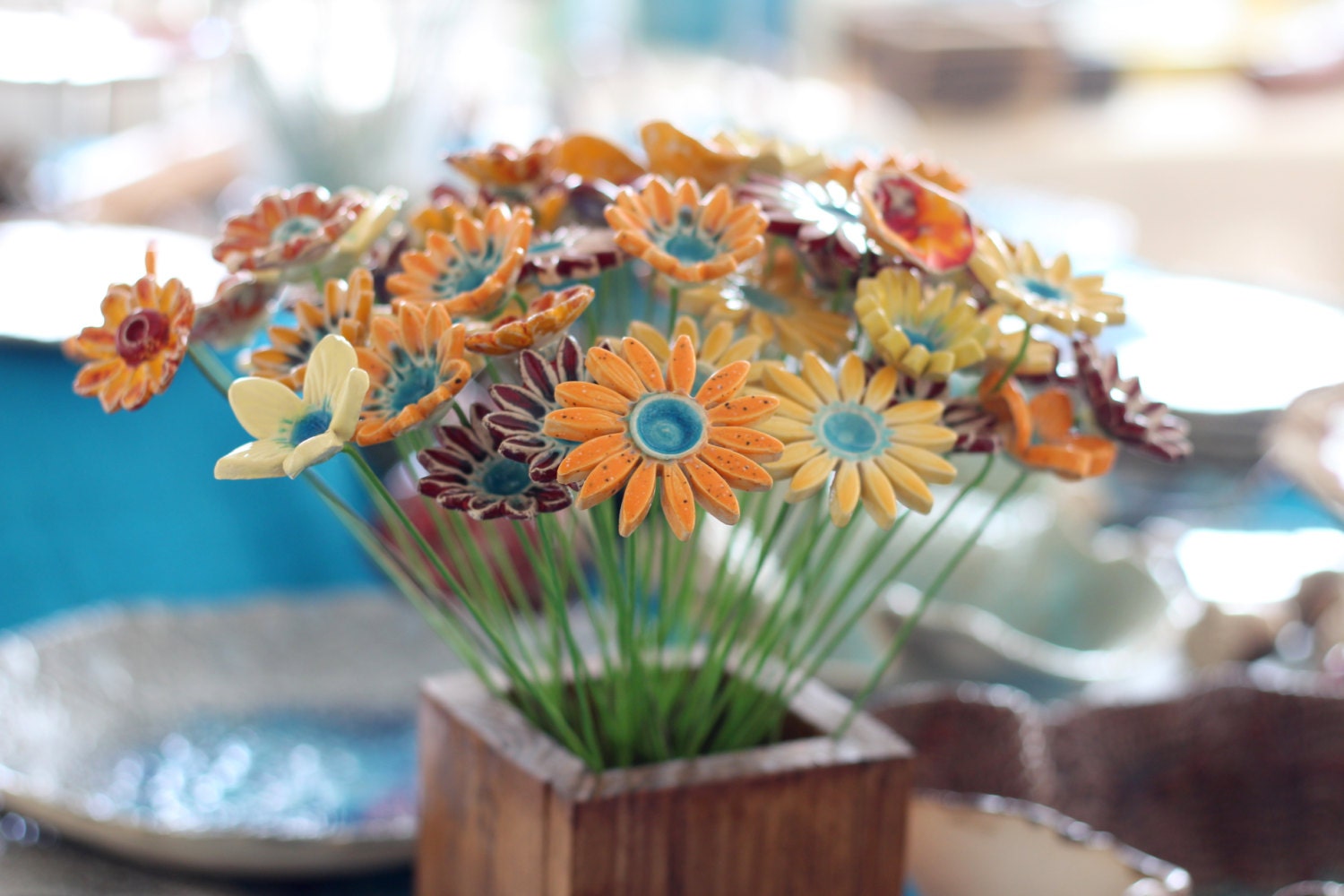 Fleurs en Céramique Salon Décor Accueil Cadeaux Housewarming Cadeau de Vacances Fleurs Faites à La M