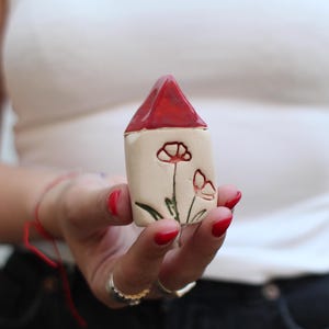 Miniature ceramic house floral design Small pottery cottage Decorative ceramic house ornament Clay house Miniature houses collectors