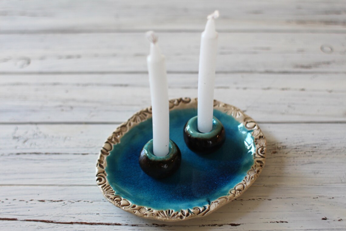 Shabbat candlestick Ceramic Candle holders Holiday decor Etsy
