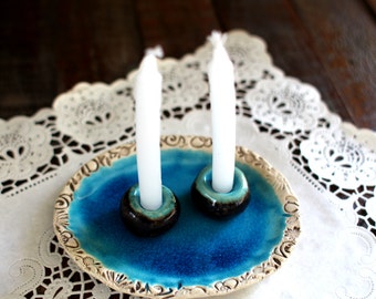 Shabbat candlestick Ceramic Candle holders Holiday decor Shabbat shalom Made in Israel