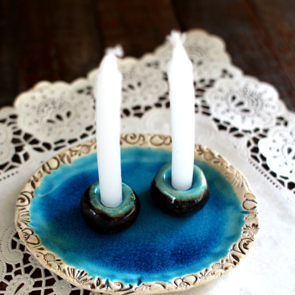 Shabbat candlestick Ceramic Candle holders Holiday decor Shabbat shalom Made in Israel