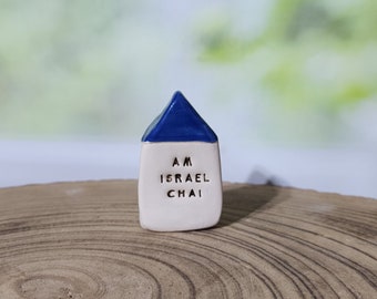 Am Israel Chai Miniature house Made in Israel Israel art Israel support