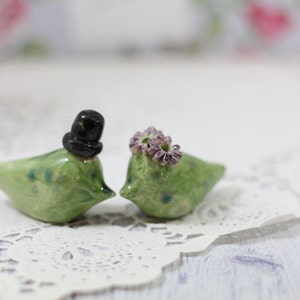 Ceramic Wedding cake topper Love birds image 4