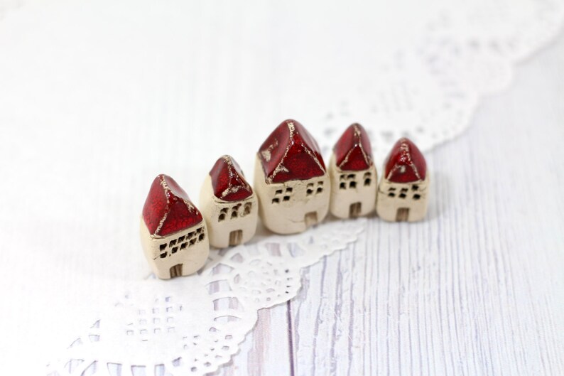 A tiny rustic ceramic beach cottage in a color of your choice Ceramic miniature houses Home decoration Collection Little house image 3