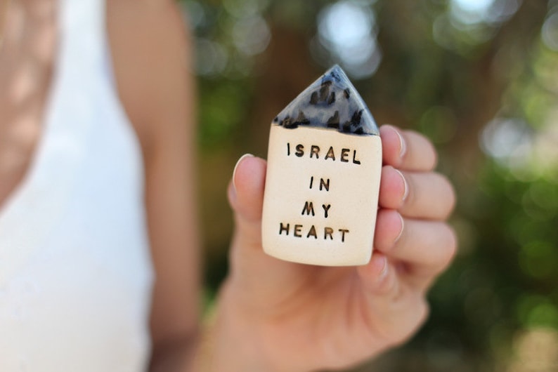 Israel in my heart Miniature house Made in Israel Israel art Israel support image 2