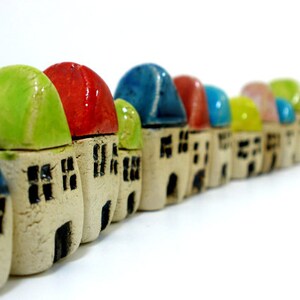 A tiny rustic ceramic beach cottage in a color of your choice Ceramic miniature houses Home decoration Collection Little house image 2
