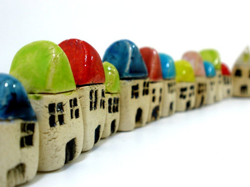 A tiny rustic ceramic beach cottage in a color of your choice Ceramic miniature houses Home decoration Collection Little house image 2