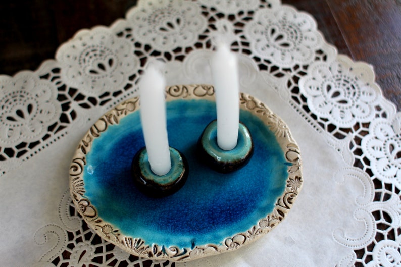 Shabbat candlestick Ceramic Candle holders Holiday decor Etsy