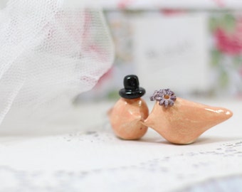 Ceramic Wedding cake topper Love birds