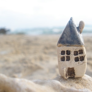 A tiny rustic ceramic beach cottage in a color of your choice Ceramic miniature houses Home decoration Collection Little house image 5