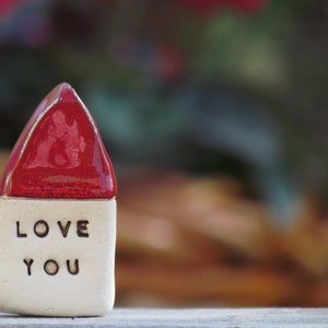 Love you  house  - Message houses Miniature houses  Little rustic houses Red house Valentine gift, Wedding reception