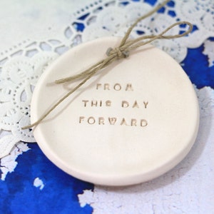 Ring bearer pillow alternative, Wedding ring bearer From this day forward Ring dish Ceramic ring bowl image 3