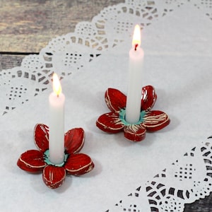 Shabbat candlestick Holiday decor House warming gift Flower candle holder image 1