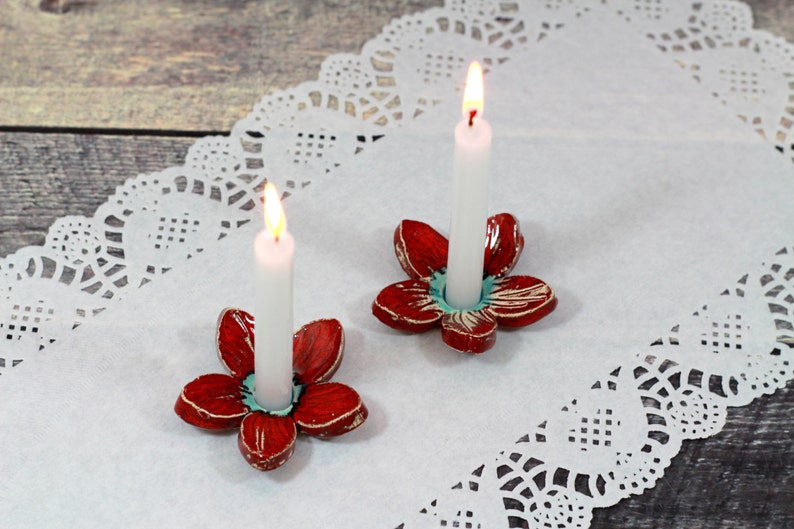 Shabbat candlestick Holiday decor House warming gift Flower candle holder image 1