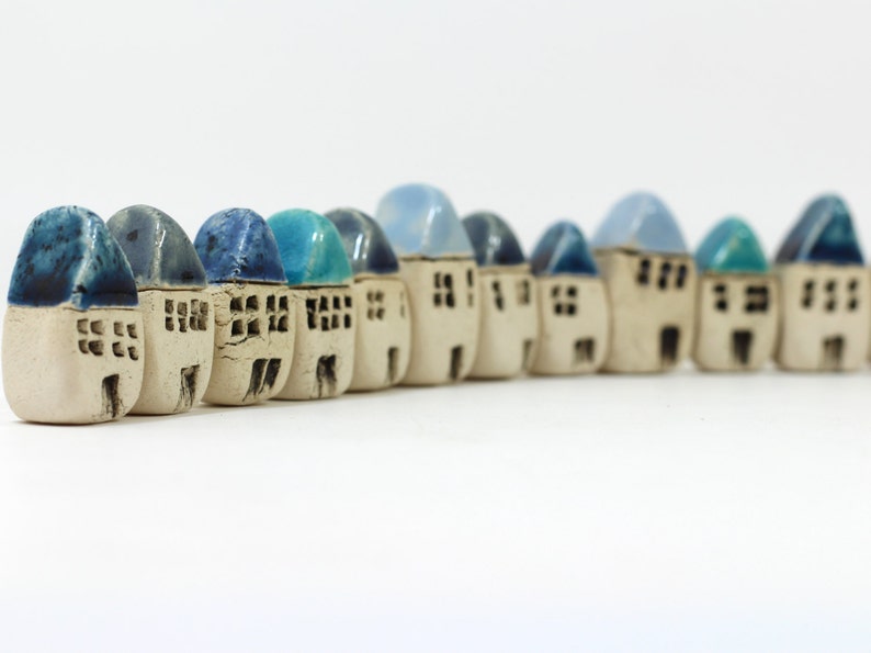 A tiny rustic ceramic beach cottage in a color of your choice Ceramic miniature houses Home decoration Collection Little house image 4