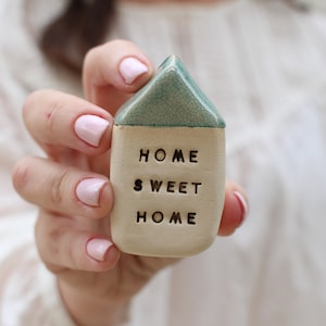 Home Sweet Home, Housewarming gift, Miniature houses, Little ceramic house, Ceramic house, Pottery house, Text on house