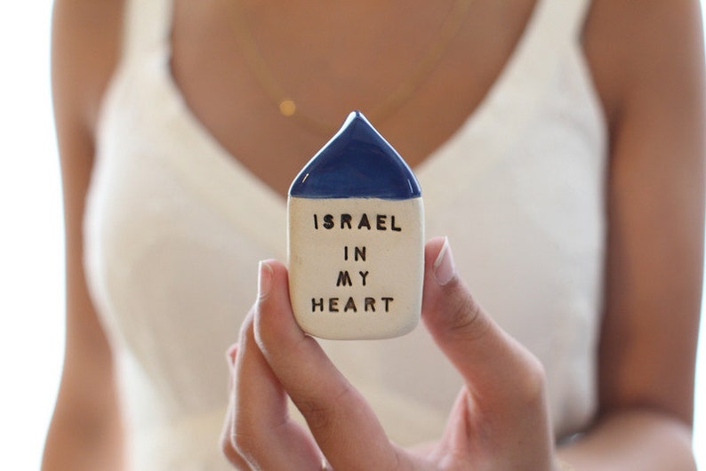 Israel in my heart Miniature house Made in Israel Israel art Israel support image 1